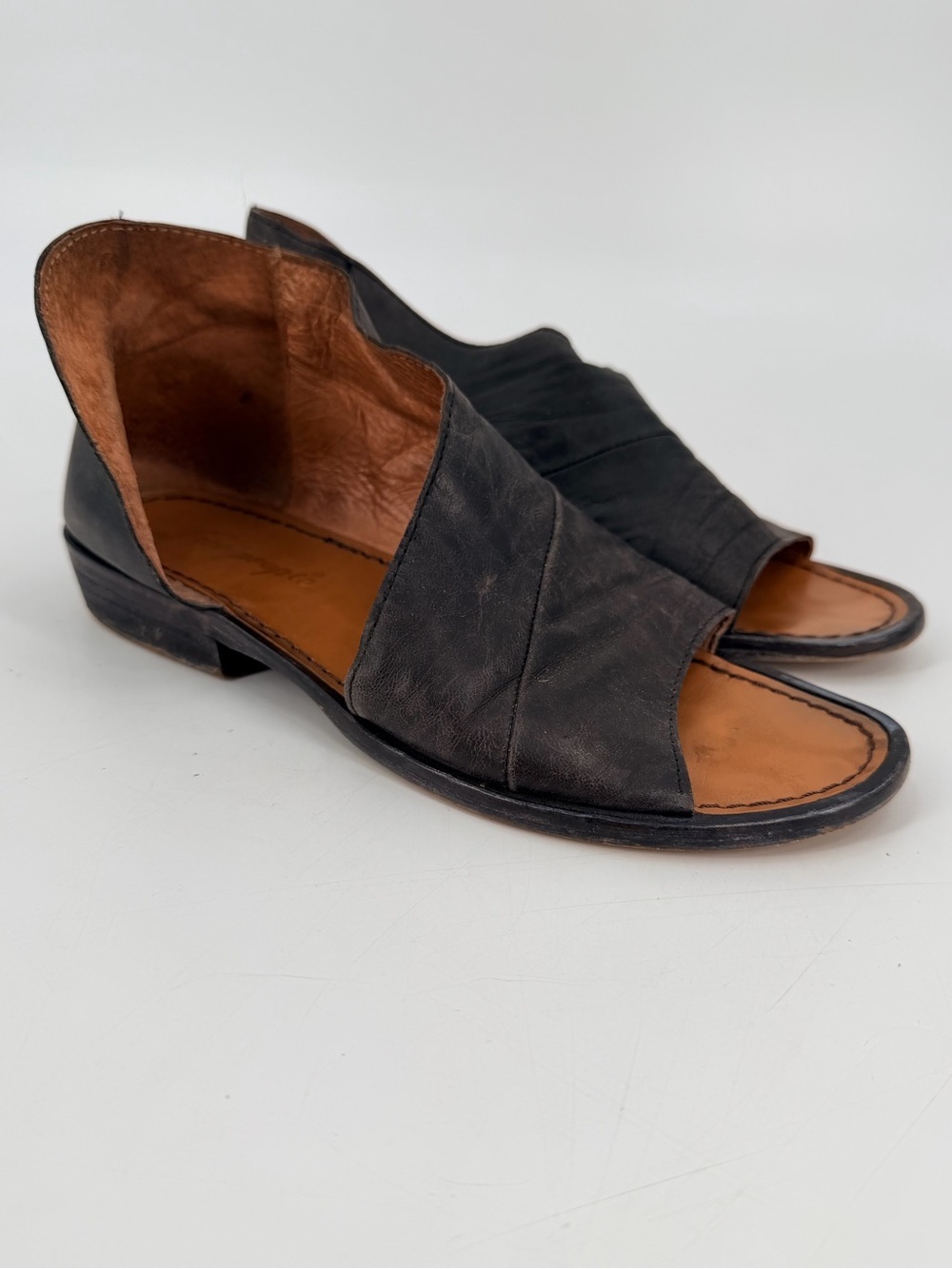 Free People Black Mont Blanc Leather Sandals 38